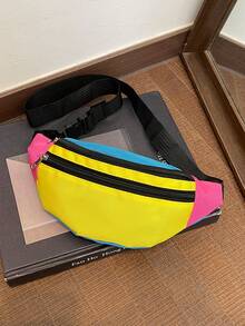 Bolso de cintura/bandolera para mujer; diseño de bloques de color unisex; adecuado para ciclismo, senderismo, actividades al aire libre y fitness. - Multicolor - Ver 10