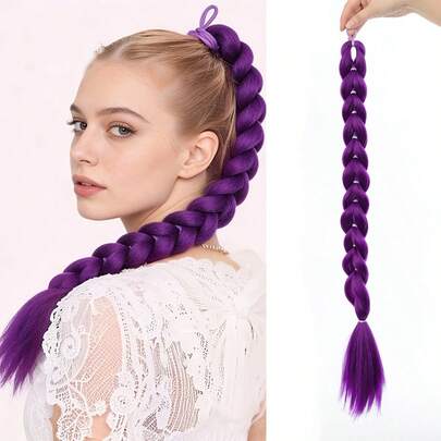 Purple Double Ponytail Wig | Laser Line Double Ponytail | High-Quality Synthetic Fiber, Suitable For Avant-Garde Hairstyles, Cosplay And Party Looks