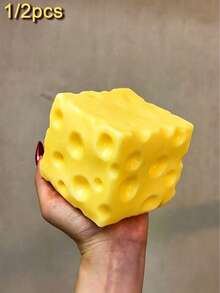 可擠壓起司 - 超大號柔軟可擠壓起司塊，惡作劇禮物，成人新奇玩具，成人感官壓力緩解玩具，柔軟且耐壓，適合青少年和成人，慢回彈感官壓力緩解玩具，適合自閉症患者或惡作劇者的有趣禮物，慢回彈，耐壓，緩解壓力與焦慮，慢回彈柔軟可擠壓彈性起司，惡作劇玩具，壓力緩解玩具，節日、生日、聖誕節和派對的完美禮物 - 多色 - 查看 1