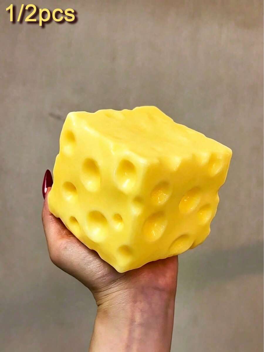 可擠壓起司 - 超大號柔軟可擠壓起司塊,惡作劇禮物,成人新奇玩具,成人感官壓力緩解玩具,柔軟且耐壓,適合青少年和成人,慢回彈感官壓力緩解玩具,適合自閉症患者或惡作劇者的有趣禮物,慢回彈,耐壓,緩解壓力與焦慮,慢回彈柔軟可擠壓彈性起司,惡作劇玩具,壓力緩解玩具,節日、生日、聖誕節和派對的完美禮物 - 多色 - 查看 1
