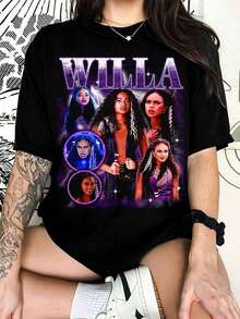 Willa Bootleg T-Shirt, Y2k Zombies Series T-Shirt, Vintage Dawn Of The Vampires T-Shirt, Willa Zombies T-Shirt, Willa Werewolf Zombies 4 T-Shirt - 黑色 - 查看 1