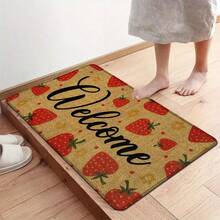 1pc, Home Decor, Strawberry Pattern Print, Linen Kitchen Rug, Kitchen Mat, Floor Mat, Bathroom Mat, Door Mat, 3D Print Rectangular, Suitable For Living Room, Bedroom, Hallway, Bathroom, Laundry Room - Polyester Rug, Suitable For Indoor And Outdoor Home Decor - Multicolor - View 7
