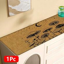 1 pieza, Decoración del hogar, Estampado de patrón de hongos, Alfombra de cocina de lino, Tapete de cocina, Tapete de piso, Tapete de baño, Tapete de puerta, Impresión 3D rectangular, Adecuado para sala de estar, dormitorio, pasillo, baño, lavandería - Alfombra de poliéster, Adecuado para decoración del hogar interior y exterior - Multicolor - Ver 18