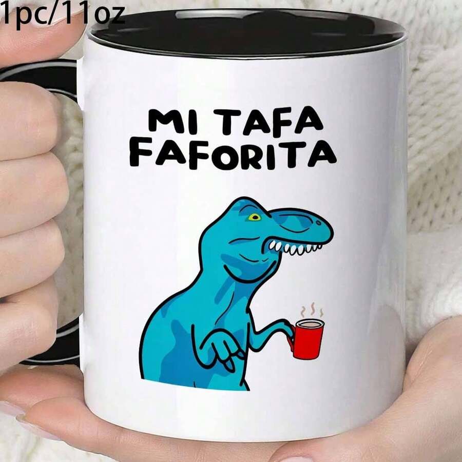 [24-Hour Delivery Within Mexico] 11oz/360ml Double-Sided Mug With A T-Rex Drinking Coffee, Suitable For Coffee Or Juice. A Great Gift For Mom And Dad, Ideal For Day Of The Dead, Christmas, Father's Day, And Mother's Day. Perfect For Camping, Home, And Office. - 2 - 查看 1