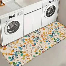1 pieza Alfombra de cocina de lino con estampado floral bohemio y goma, alfombra antideslizante para baño, felpudo y alfombra rectangular con impresión 2D, adecuada para sala de estar, dormitorio, pasillo, baño y lavandería, adecuada para decoración del hogar interior y exterior - Multicolor - Ver 17