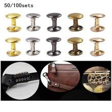 50/100 Sets 6mm 8mm Metal Double-Headed Rivets Round Rivets, Suitable For Leather Crafts, Bags, Belts, Clothing, Hats, Shoes, Pet Collar Decoration - Multicolor - View 13