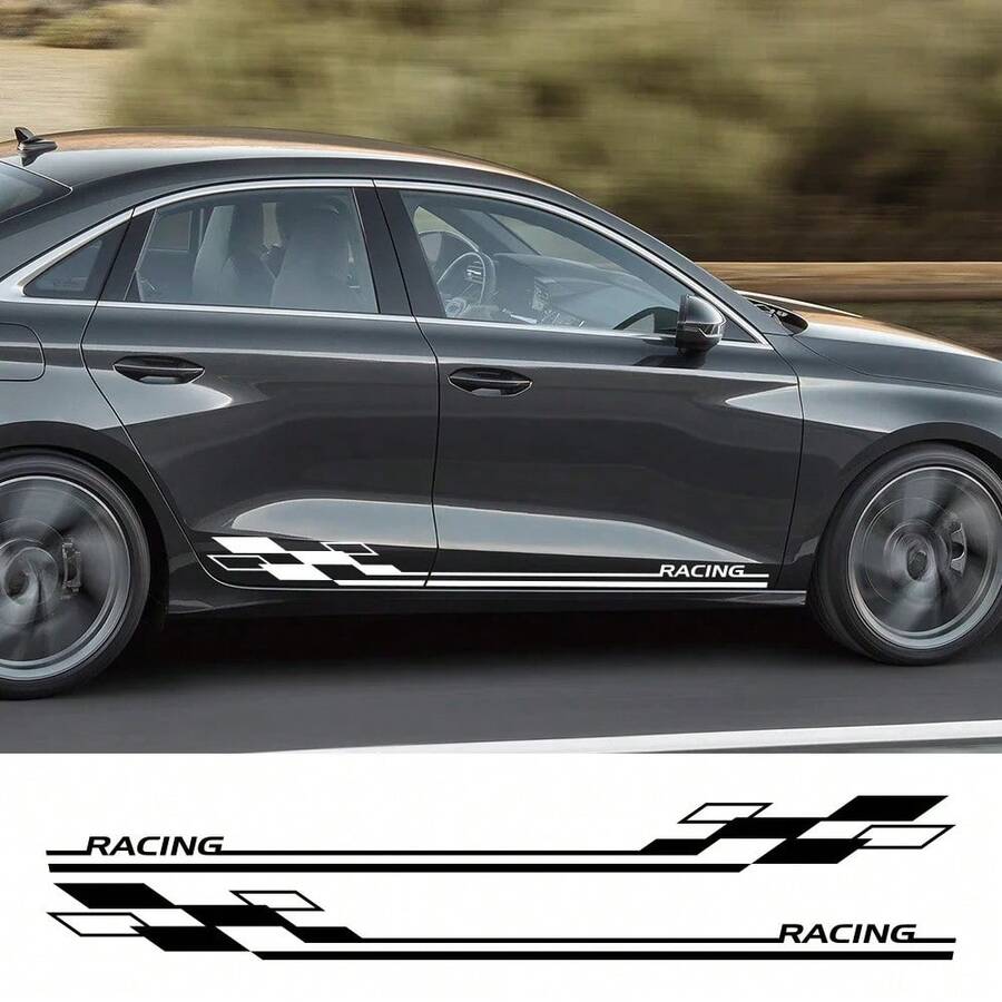 汽車側門貼紙賽車條紋外飾汽車配件 適用於 Audi A3 8V 8P 8Y 8L 轎車 S3 TFSI Sportback RS3 Limousine TDI - 汽車貼紙 - 查看 1