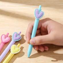 5/10pcs Heart-Shaped Retractable Ballpoint Pen Set With Correction Tape, 1.0mm, Suitable For Wedding Party, Office Supplies, Colleague Teacher Birthday Gift, Back To School Essential (Random Style) - Multicolor - View 4