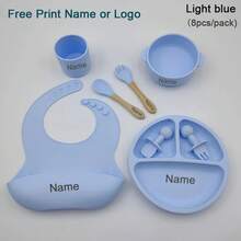 Silicone Baby Feeding Set With Suction Cup, Customizable Name, Baby Food Set, Spoon And Fork,  Baby Tableware. - Beige 2pcs - View 8