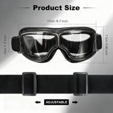 Kacamata Retro Kulit PU untuk Motor, Gaya Aviator untuk Cruiser, Skuter, ATV, Anti Gores, Anti Debu, Kacamata Helm Anti Angin - A - View 3