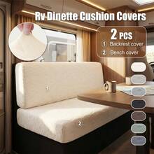 2 piezas/Juego Funda de asiento de comedor suave para RV, Funda elástica para sofá de exterior, Funda de cojín de banco a prueba de polvo, Aplicable en todas las estaciones, Funda de respaldo de banco para RV, camping y coche - Multicolor - Ver 1