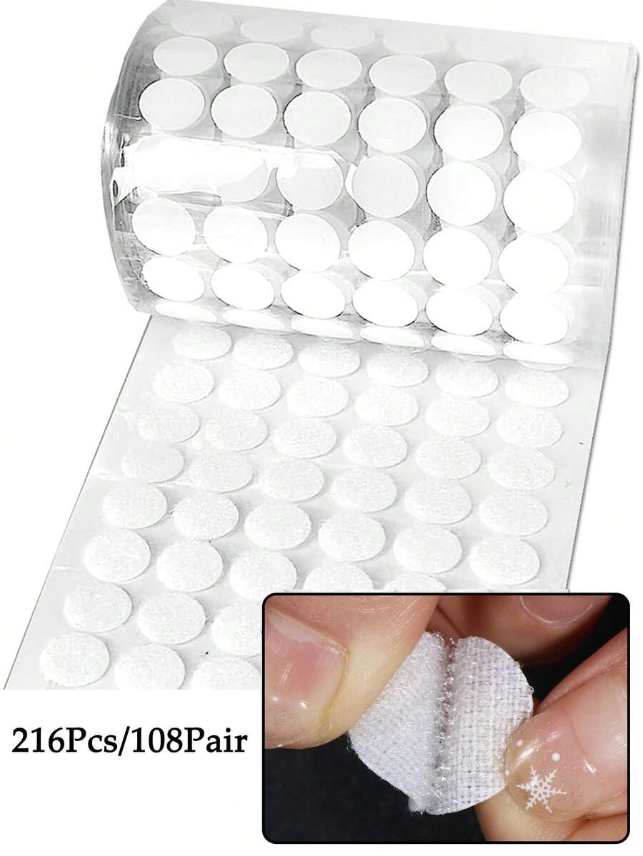 216pcs/108pairs Strong Adhesive Round Nylon Dots, Self-Adhesive Dot Stickers, Waterproof Hook And Loop Fasteners, Perfect For Classroom, Office, Home Use. - Multicolor - View 1