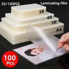 100pcs Transparent Plastic Laminating Pouches, 4 Sizes Available (A4/3R/4R/5R), Suitable For Cards, Business Cards, Office Documents, Photo Protection, Compatible With All Laminating Machines - Transparent - View 1