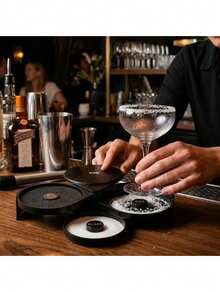 Three-Tier Bar Glass Frosting Set, Barman Tool, Salt And Sugar Container Set, Cocktail Condiment Box. - View 6