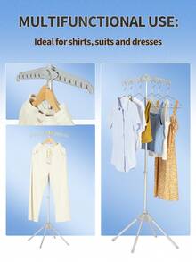 4pcs Piece Freestanding Garment Rack Set, Includes Garment Rack, Fabric Shaver, Handheld Ironing Board, And Storage Bag; Features A Height-Adjustable Stand Suitable For Use As A Garment Rack, Suit Stand, Or Ironing Station. - Support - View 9