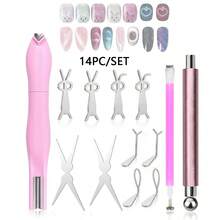 14 Pieces Double-Head Heart Magnet For Cat Eye Gel Polish Nails, Multifunctional Flower Shape Cateye Nail Magnetic Tool - Multicolor - View 8