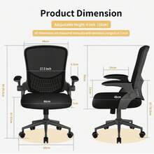 Ergonomic Mesh Office Chair With Flip Armrests And Lumbar Support - Black - View 3