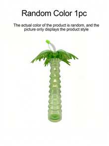 1/3/5pcs Tropical Palm Tree Plastic Water Bottle With Straw And Lid, 17oz Oval, Hand Wash, Perfect For Martini Cocktails, Cold Drinks, Iced Drinks And Hawaiian Party Supplies, 5 Colors - A - View 12