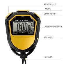 Cronómetro Deportivo de Mano, Temporizador Digital LCD, Resistente al Agua y Duradero, para Natación, Running, Fútbol, Entrenamiento, Cronometraje Preciso - Rojo - Ver 7