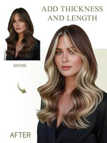 DNE HAIR 4Pcs Clip In Human Hair Extensions 8 Clips Double Weft Invisible Design P76/613# Highlighted Light Blonde And Blonde Real Human Hair 12-18 Inch Durable & Anti-Shedding Soft Thick Texture Suitable For Full Head Wear Daily Wear Holiday & Seasonal - S18/613 - View 6
