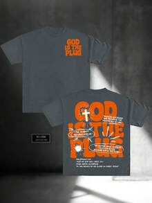 Men's Cotton T-Shirt With "God Is A Plug" Print - Casual Crew Neck, Short Sleeve, Loose Fit, Unisex Design, Suitable For Travel And Casual Wear, Cotton T-Shirt - 白色 - 查看 7