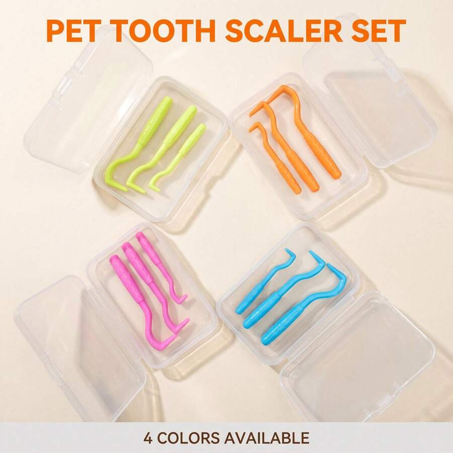 3pcs Colorful Pet Dog Teeth Cleaning Hook Set, Tartar Removal Tool Kit With Storage Box - View 1