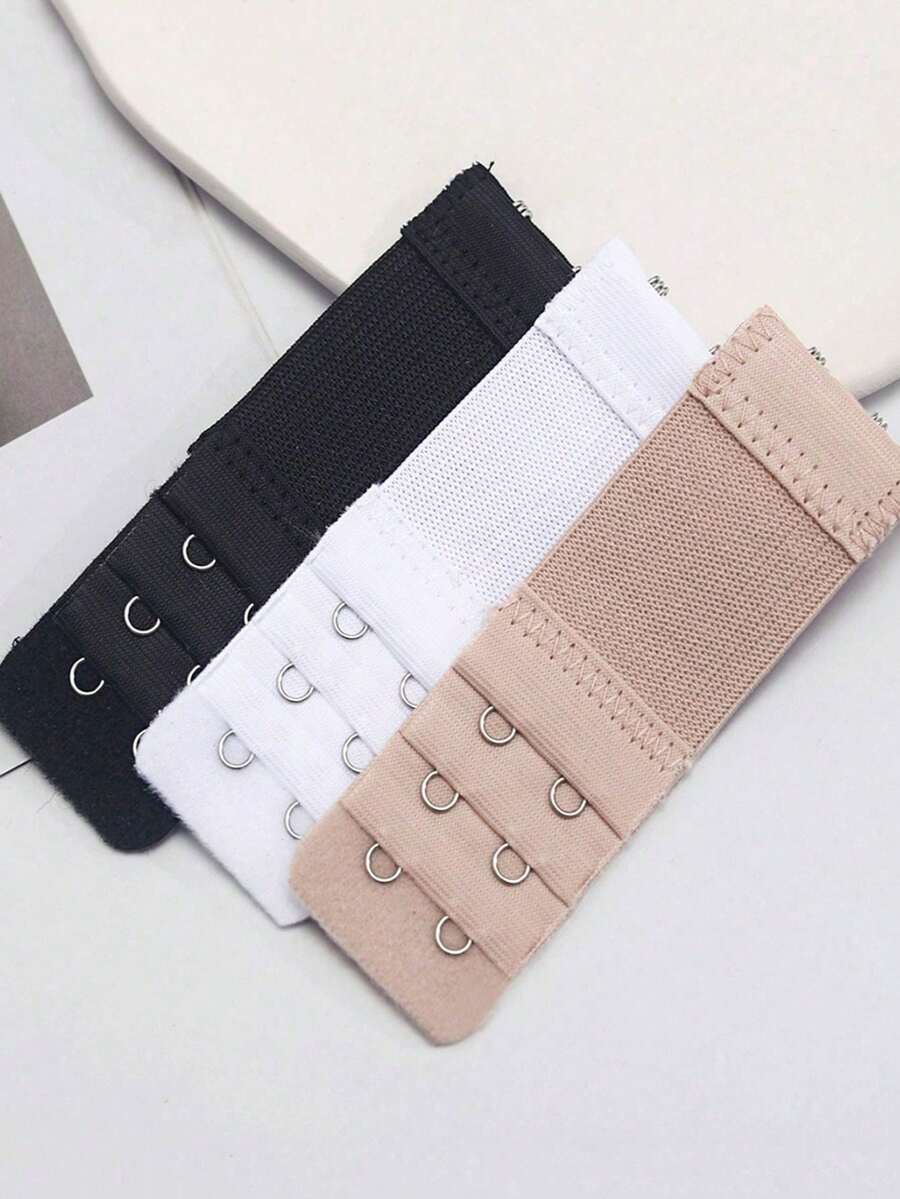 1/3pcs Bra Extender, 2 Hooks 3 Rows, Extra Long, Lingerie Accessories, Elastic, Adjustable, Bra Extender, Bra Extender, Bra Back Clasp - Multicolor - View 1