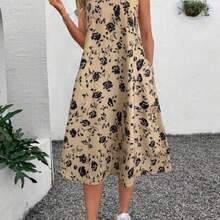 Women Maxi Dresses - Khaki - View 1