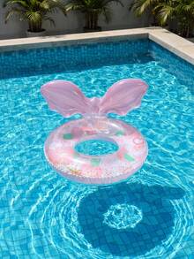 Pink Floral Print Swim Ring, Cute Glitter Pool Float With Mermaid Tail, Suitable For Adults And Children Summer Use - Multicolor - View 3