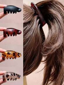 1/4 Piece Banana-Shaped Anti-Slip Hairpin With A Retro Oval Leopard Print Pattern - Multicolor - View 10