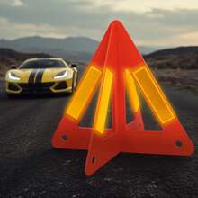 2pcs High Visibility Reflective Car Triangle Set - Durable Plastic, Rear Exterior Accessory - Tripod - View 4