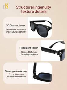 D8 Smart Bluetooth Glasses, Fingerprint Touch Control, Audio Glasses With Music Playback And Hands-Free Calling, Built-In Microphone And Speaker, Voice Control Wireless Earphones, Unisex Fashion Smart Glasses, Compatible With IPhone And Android - View 4