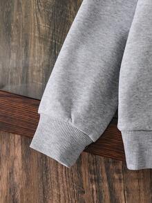 Toddler Letter Print Warm Hooded Sweatshirt - Light Grey - View 6
