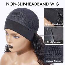 Curly Headband Wig 22 Inch Deep Wave Glueless Wig None Lace Front Wigs For Women Black Wig Water Wave Headband Half Wigs 200% Density Natural Color Beginner Friendly Wear And Go Wig Put On Go No Glue Full Machine Made Wig For Daily Use 8-34 Inch - Natural Black - 查看 9