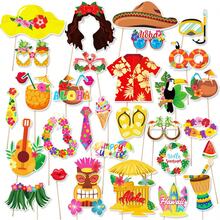 30件/組趣味夏威夷 Luau 派對拍照道具，熱帶夏季海灘 Tiki Aloha 自拍道具套裝，含花襯衫、烏克麗麗、草裙、火烈鳥、鳳梨、椰子杯，適用於生日、泳池、婚禮、單身女郎派對用品裝飾 - 多色 - 查看 8