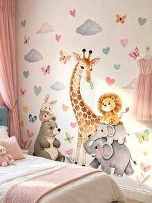 Watercolor Forest Animal Gathering, Children's Room, Kindergarten, Home Decor, Wardrobe, Wall Decoration, Wall Stickers. - Multicolor - View 2