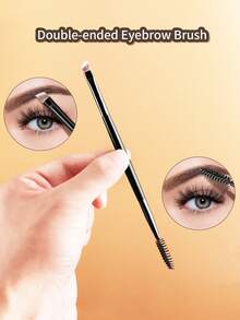 ronshadow Set Kuas Rias Mata Multifungsi 13 Buah, Berbagai Ukuran Kuas Perona Mata + Kuas Blending + Kuas Eyeliner Detail + Sisir Alis Dua Ujung dengan Tas Penyimpanan Beludru - MultiWarna - View 5