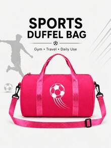 Soccer Pattern Sports Travel Bag, Lightweight Fitness Travel Shoulder Bag, Large Capacity Weekend Bag, Unisex - Multicolor - View 14