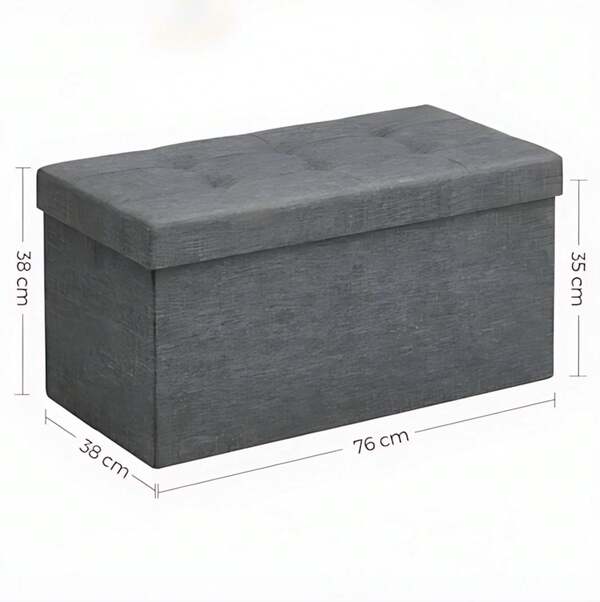 Poggiapiedi Cubo Pieghevole con Vano Portaoggetti, Supporta fino a 300 kg, Panca Cubo Pieghevole per Soggiorno, Camera da Letto, Ingresso, Sgabello in Lino con Vano Portaoggetti