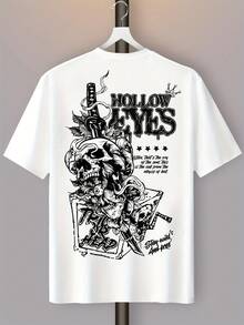 Camiseta para Hombre con Estampado de Calavera Abyss Y2K - Blanco - Ver 7