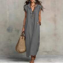 2026 European And American Spring And Summer New Bohemian Flying Sleeves And Ground Length - Olive Green - View 4