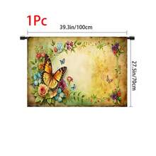 1pc, Home Decor, Butterfly Pattern Printed Table Skirt, Kitchen Small Curtain, Kitchen Cabinet Cover, With Curtain Holes, Easy To Hang, Rectangular, Machine Woven, Machine Washable, Kitchen Decoration And Accessories, Perfect For Kitchen Cabinets And Home Decor - Multicolor - View 14