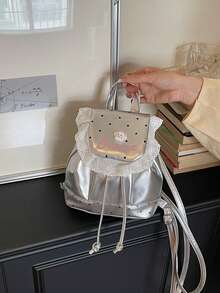 Polka Dot Fresh Style Backpack New Niche Design Sweet Ruffle Fashion Minimalist Backpack - Multicolor - View 7