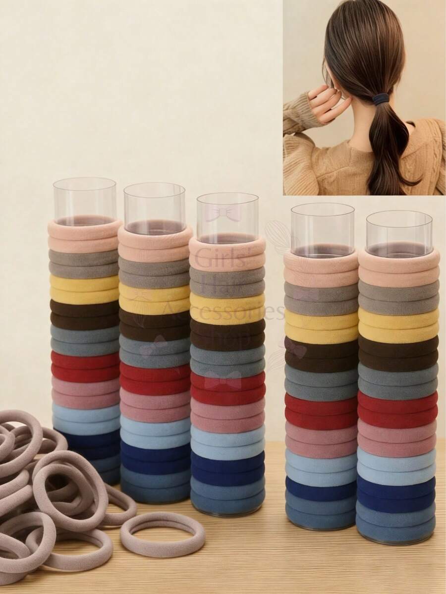 女款莫蘭迪色彈性加厚無縫髮箍，極簡馬尾髮圈，日常穿戴髮飾，適合化妝、運動、度假，節日禮物，四季皆宜