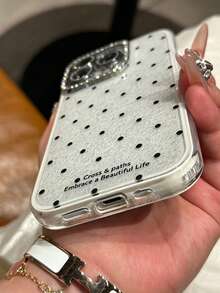 Glänzende Handyhülle mit Polka-Dot-Pailletten, kompatibel mit iPhone 17 Air 16 15 14 13 12 11 Pro Max 16 15 14 Plus 16 Pro Max 15 Pro Max, süße einfarbige Sommer-Bonbon-Farbe Rückseite - Weiss - Übersicht 2