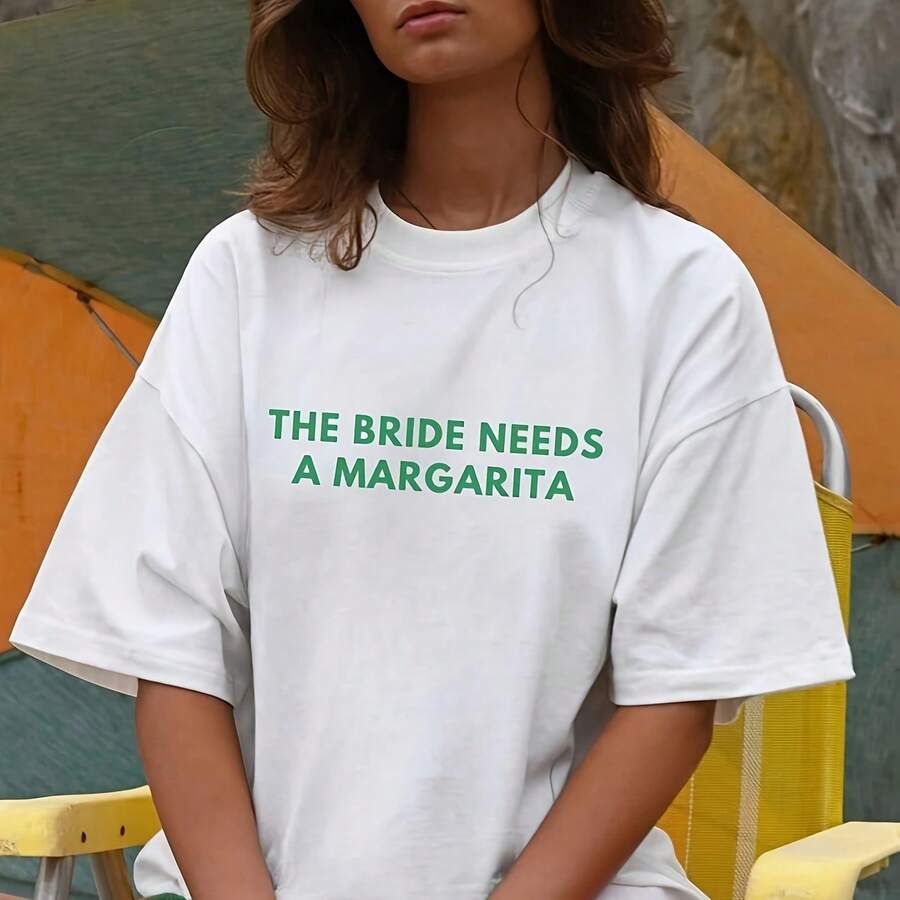 The BRIDE Needs A Margarita , Bride To Be Gift, Margarita Lover, Bachelorette Weekend , Fun Engaget Gift For Bride Heavyweight T-Shirt For Wo – Ladies White Top – Crafted From - 白色 - 查看 1
