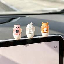 6入創意可愛廁所伴侶小動物車用儀表板桌面擺飾 DIY 車內裝飾 辦公室書桌電腦螢幕裝飾配件 - 廁所搭子 - 查看 4