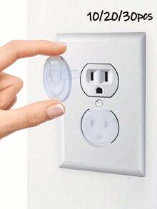 10/20/30 Pcs Baby Proofing Safety Child Safety Electrical Plug Protector With Hidden Handle Outlet Cover For Electrical Outlets For The Protection - Clear - View 1