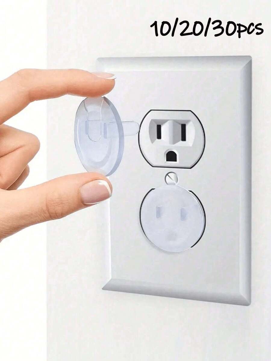 10/20/30 Pcs Baby Proofing Safety Child Safety Electrical Plug Protector With Hidden Handle Outlet Cover For Electrical Outlets For The Protection - Clear - View 1