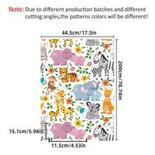 1 捲 44.5cm 寬可愛叢林動物自黏壁紙，防水可撕貼式兒童房與嬰兒房牆面裝飾 - 動物 - 查看 12